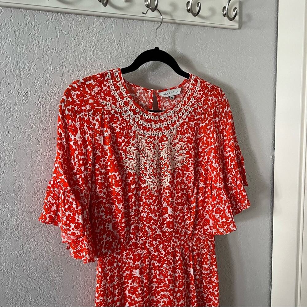 Anthropologie Ranna Gill Midtown Embroidered Ruffle Mini Dress - Picture 3 of 6